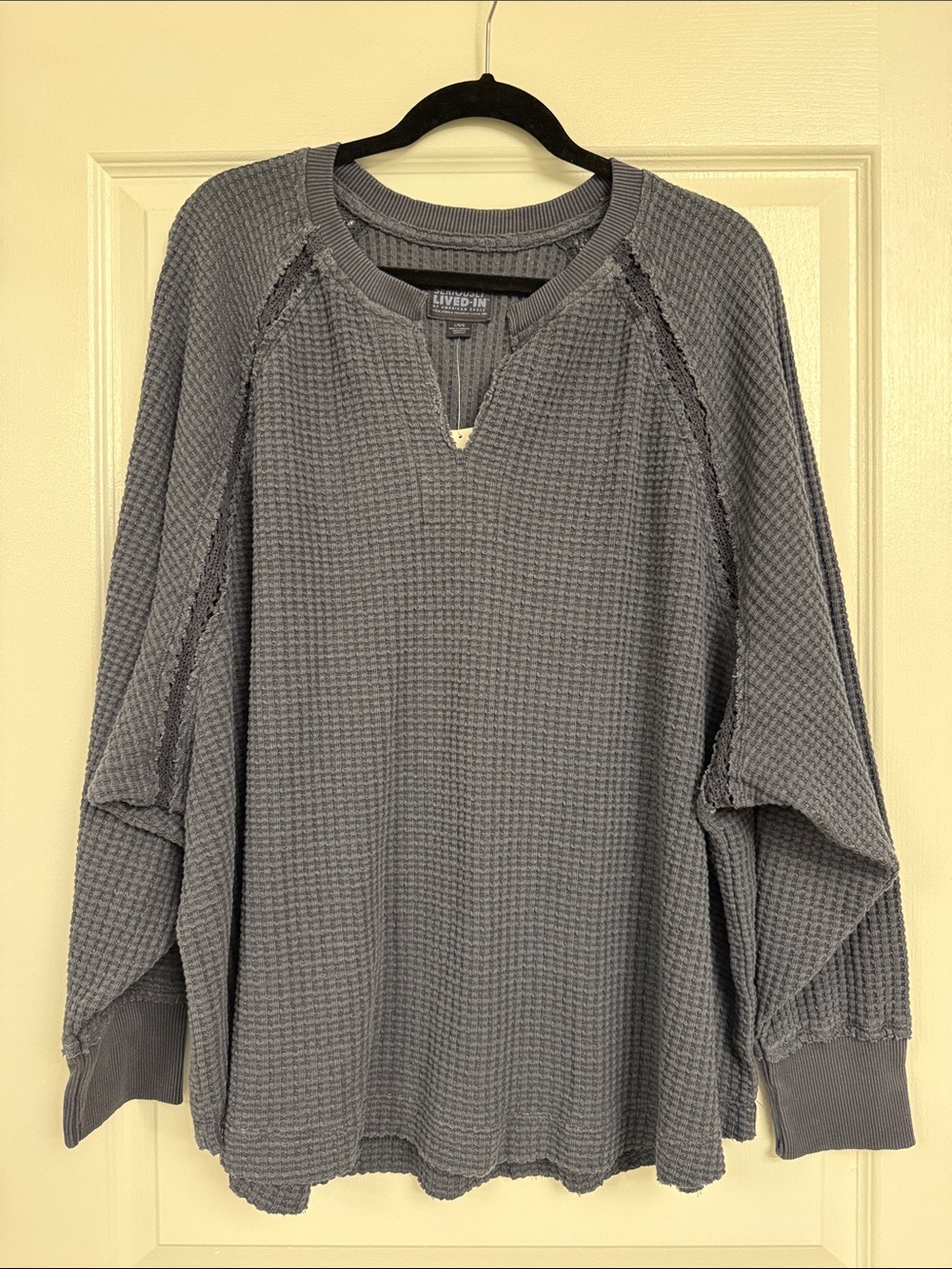 AE Big Hug Notch Neck Waffle Sweatshirt